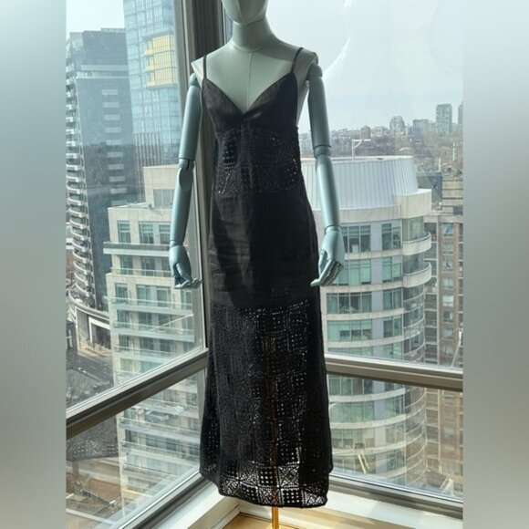 🆕 SIR THE LABEL 🧿 NWOT Rayure Tri Crochet Maxi Dress, Black Crochet, Sz 1 US 4 - Picture 3 of 15
